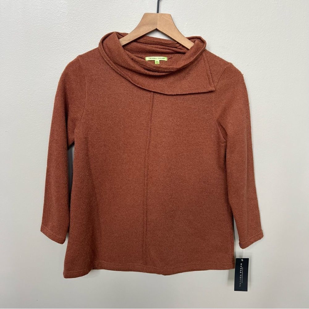 Trisha Tyler NWT Rust Orange Brown Cowl Neck Sweater Petite Small